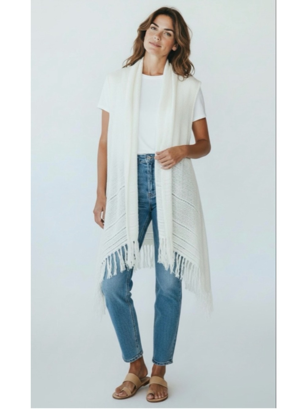 $289 Rag & Bone Linen Blend Open Knit Cardigan Vest Beach Swimsuit Coverup Boho
